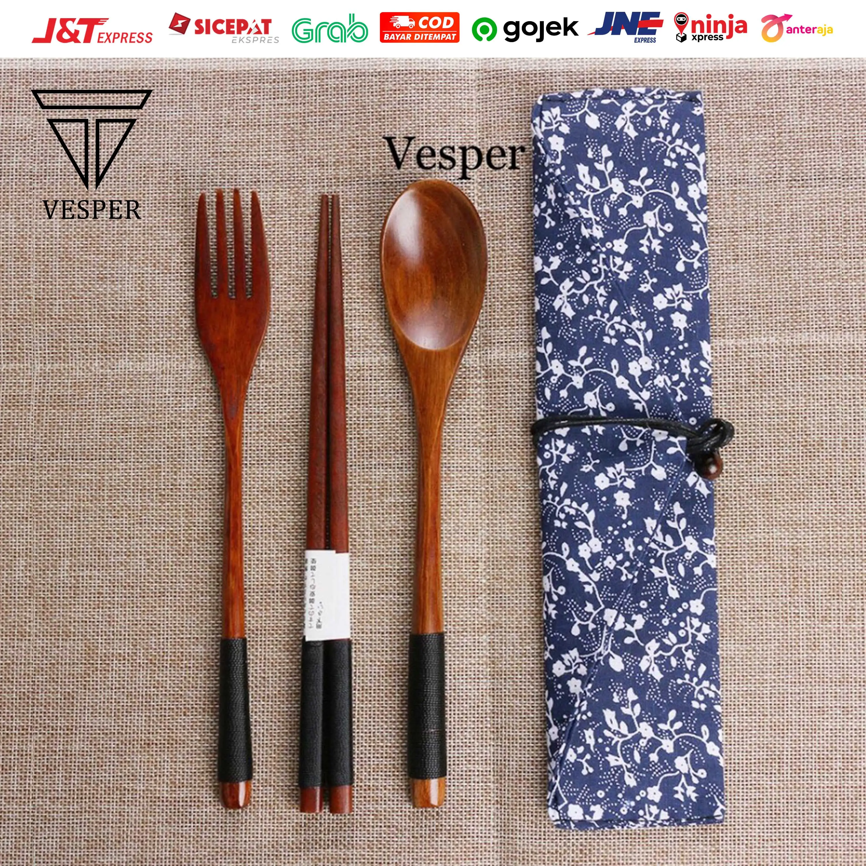 Sendok garpu sumpit kayu / sujeo set / alat makan korea jepang set