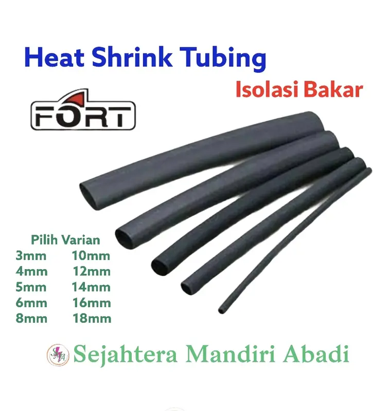 Heat Shrink Tube Hitam Isolasi Bakar 3mm - 18mm 0