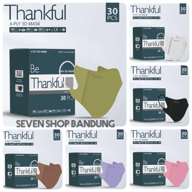 Masker Thankful duckbill 4 ply repack isi 5 pcs/ masker earloop 4 ply 0