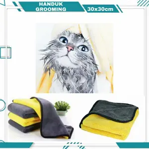 HANDUK GROOMING 2LAPIS Kucing/Anjing | Daya Serap Tinggi dan Lembut |