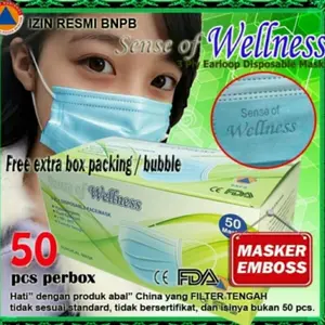 Masker Medis 3 Ply Earloop Sertifikat.
