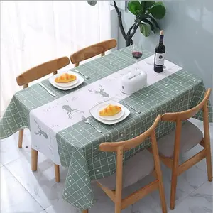 Taplak Meja PEVA Persegi Panjang Bermotif Anti Panas Air Minyak