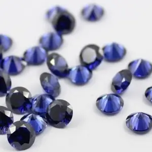Permata Sirkon 5.00mm Cubic Zirconia Blue Sapphire