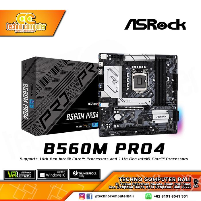 Gambar MOTHERBOARD ASROCK B560M PRO4 - INTEL SOCKET LGA 1200 dari Techno Computer Bali Kota Denpasar Tokopedia