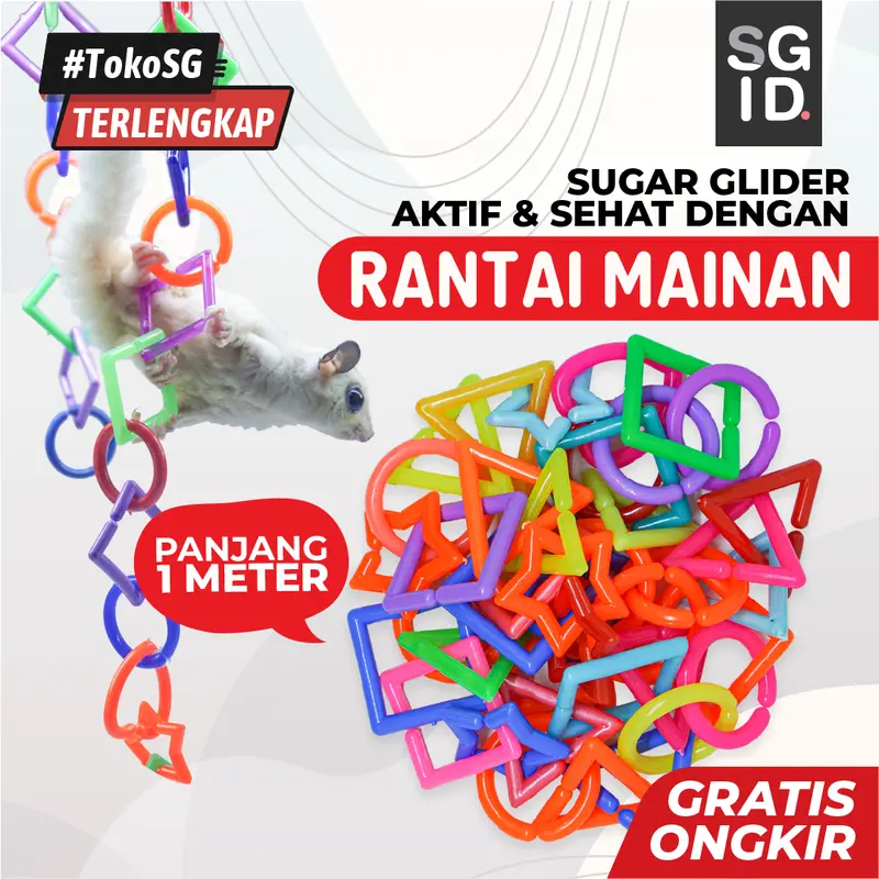 Rantai Mainan Bentuk Geometri Aksesoris Kandang Sugar Glider Tupai 2