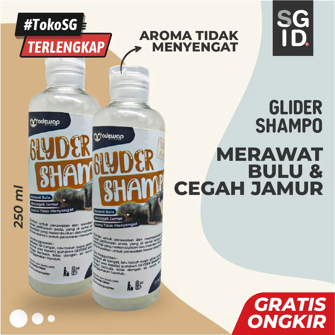 SHAMPO SUGAR GLIDER ANTI JAMUR / GLYDER SHAMPO HEWAN PELIHARAAN 250ML