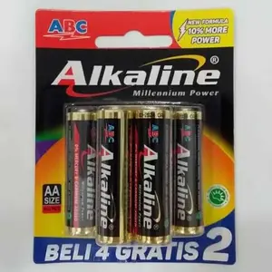 ABC Baterai Alkaline Kemasan Isi 6, Beli 4 Gratis 2 Harga Grosir Murah