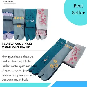 (Paket 4 Pasang) Kaos Kaki Jempol Wanita Muslimah Kaus Kaki Jari Motif