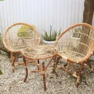 Kursi Teras Jumbo 1 Set 2 Kursi + 1 meja - Set Kursi Teras Asli Rotan