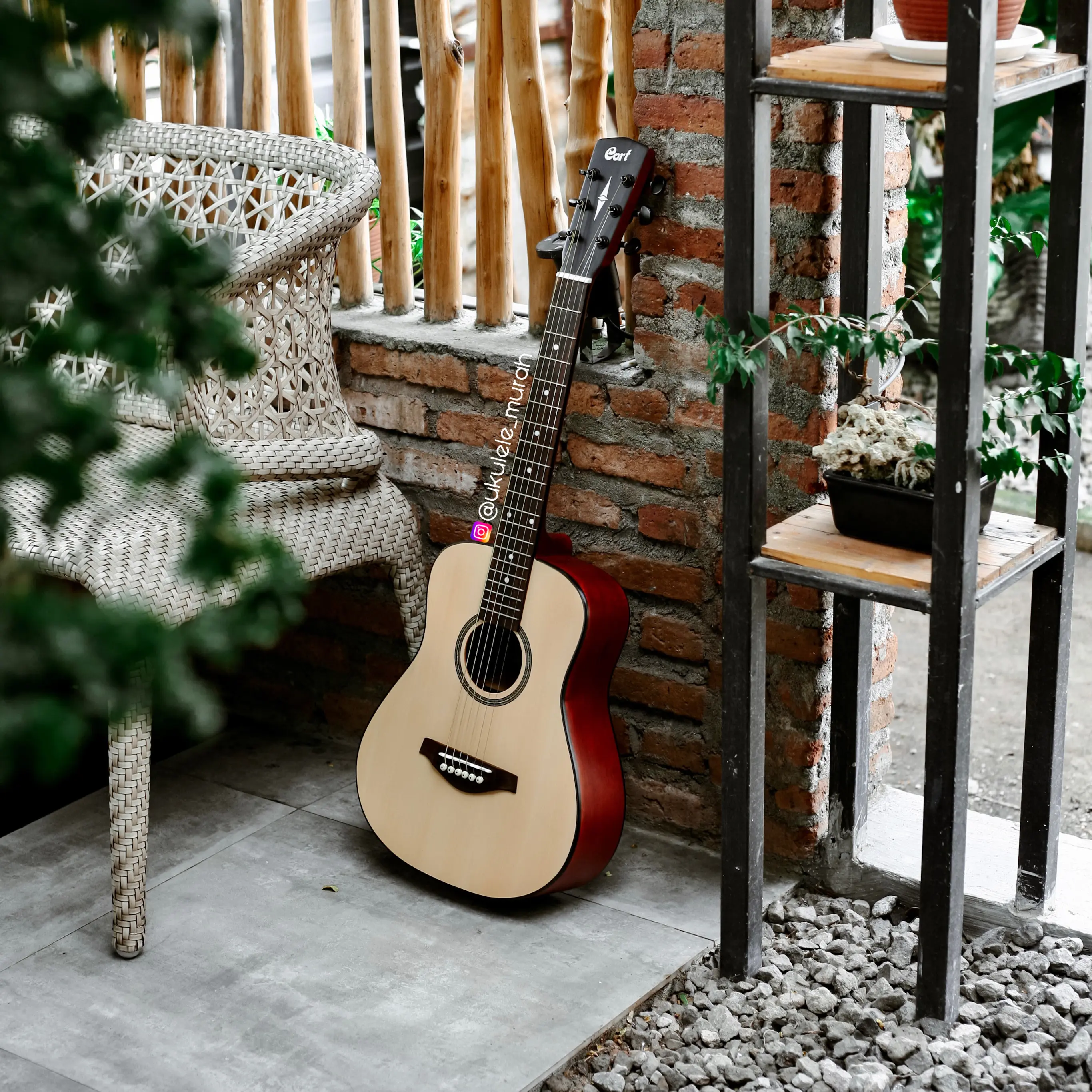 GITAR AKUSTIK 3/4 CORT MINI CUSTOM JUNIOR BONUS TAS CAPO PICKHOLDER