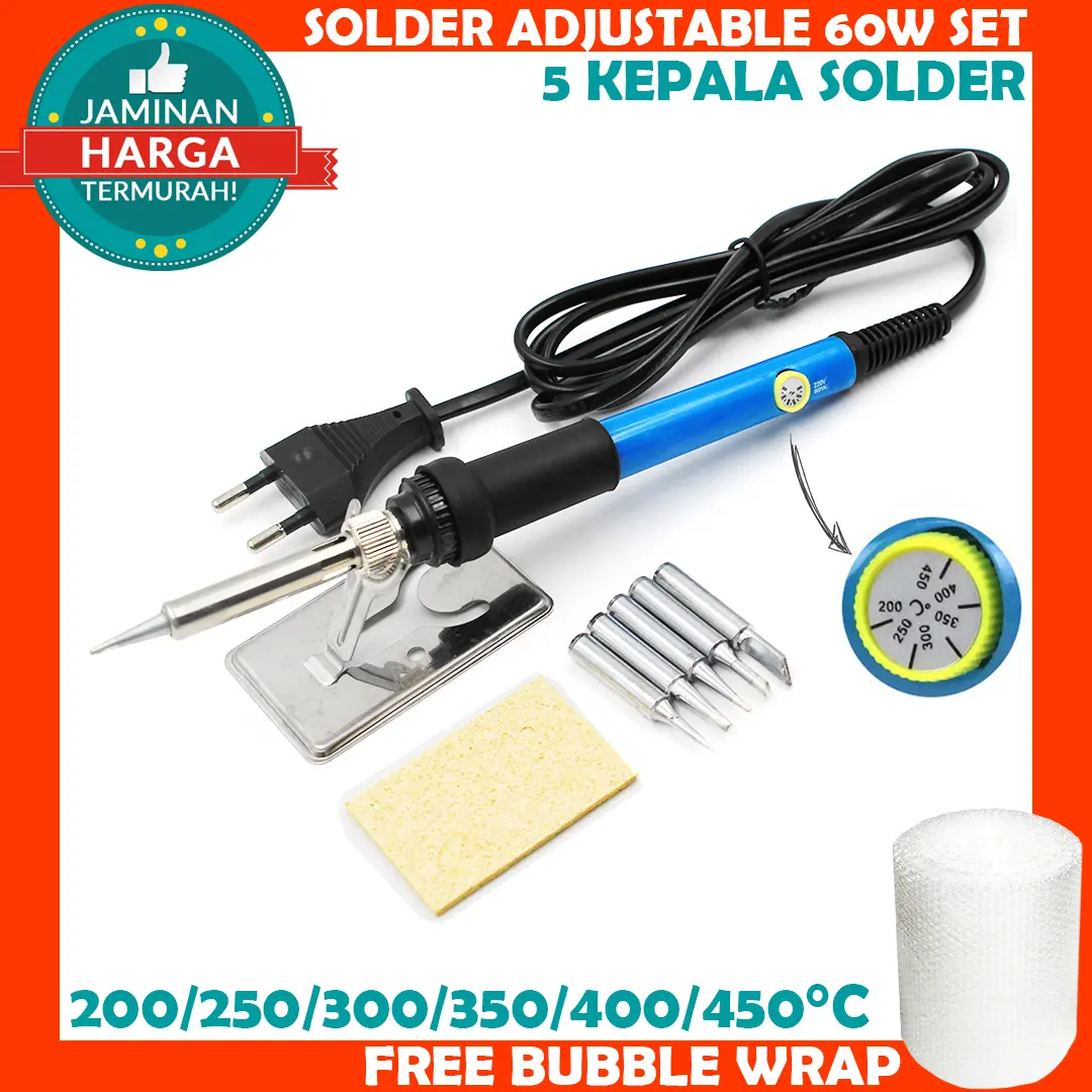 Solder Iron Adjustable Temperature 60W Set