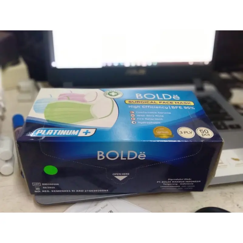 BOLDe Surgical Mask isi 50/Box ( Masker Medis) Kemenkes RI 1