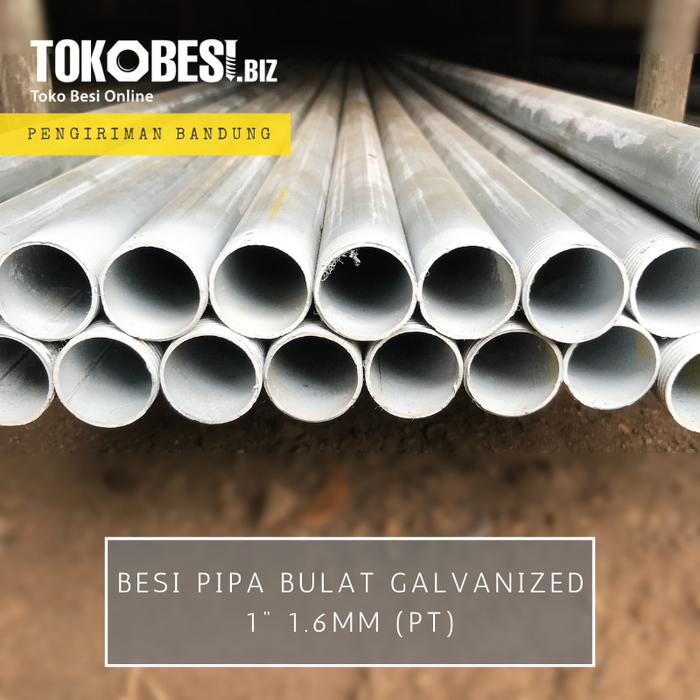 Gambar Besi Pipa Bulat Galvanized 1" mb 1.6mm (pt) dari Teguh tokobesi Kota Bandung Tokopedia