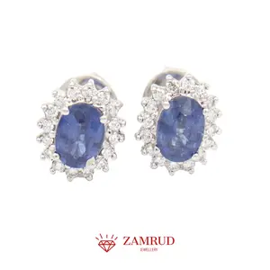Anting Berlian Blue Sapphire 17657 Zamrud Jewellery