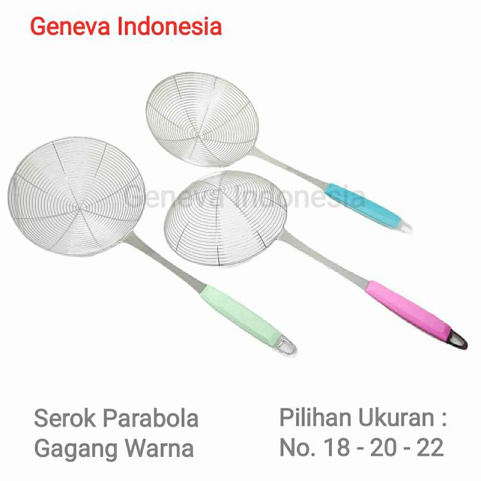 Gambar Saringan / Serokan Parabola Gorengan Mie Sayur Gagang Warna Stainless - 18 CM dari Geneva Indonesia Kota Administrasi Jakarta Barat Tokopedia