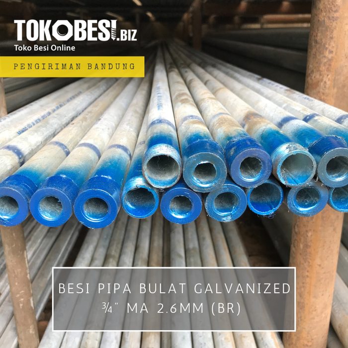 Gambar Besi Pipa Bulat Galvanized ¾"ma tebal 2.6mm (br) dari Teguh tokobesi Kota Bandung Tokopedia
