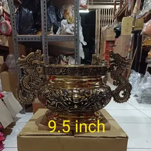 Hiulo hio lo hiolo tempat dupa kuningan taiwan 91/2 inch kuping naga