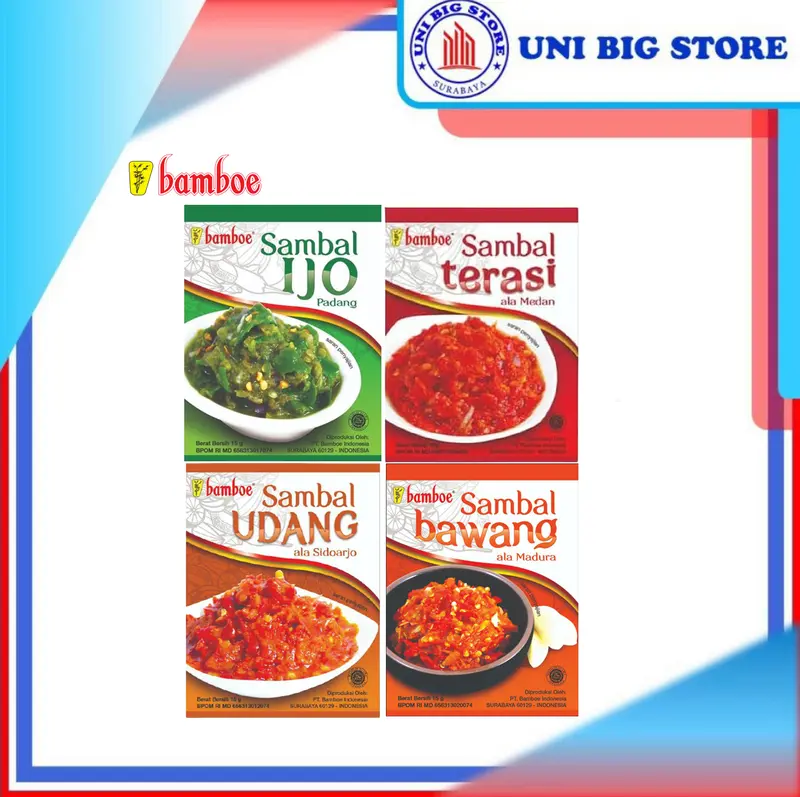 Bamboe Sambal Khas Nusantara Sachet 15 gr Ijo Udang Bawang Terasi 1