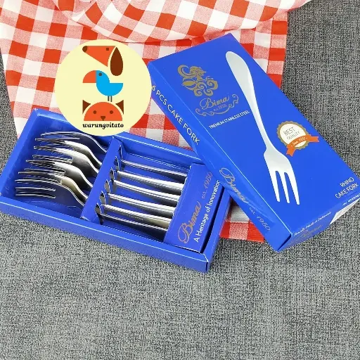 DESSERT FORK BIMA SERI RHINO 1 SET ISI 6 STAINLESS / GARPU KUE 14CM