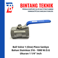 Gambar Ball Valve 1 (One) Piece 1 1/4" inch Stainless 316 Sankyo dari Bintang Teknik Toko Kota Administrasi Jakarta Barat 3 Tokopedia