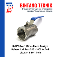 Gambar Ball Valve 1 (One) Piece 1 1/4" inch Stainless 316 Sankyo dari Bintang Teknik Toko Kota Administrasi Jakarta Barat 1 Tokopedia