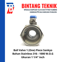Gambar Ball Valve 1 (One) Piece 1 1/4" inch Stainless 316 Sankyo dari Bintang Teknik Toko Kota Administrasi Jakarta Barat 2 Tokopedia