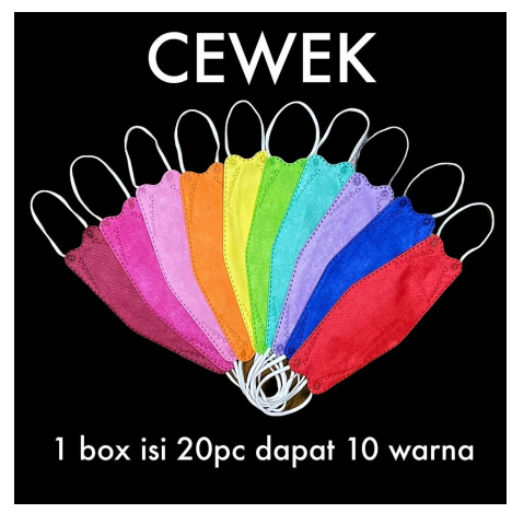 Gambar MASKER KF94 RAINBOW ISI 20PC MASKER KOREA WARNA - CEWEK dari MEGATRONIC_NEW Kota Administrasi Jakarta Barat Tokopedia