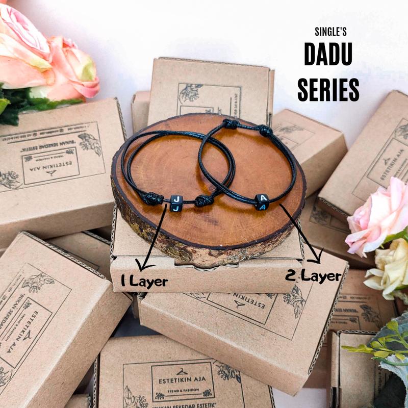 Gelang Tali Inisial Nama Huruf Dadu Custom Pria Wanita Couple Sahabat 1