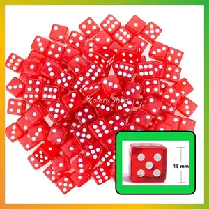 Dadu Merah Ukuran Real 15 mm / Red Dice 16 mm Translucent Dice