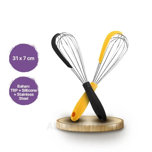 Premium Stainless Steel Whisk / Pengocok Telur / Adonan Dengan Scraper