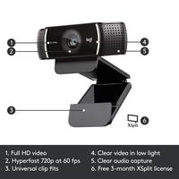 Gambar Logitech WEBCAM C922 PRO STREAM FHD 1080p/30fps & 720p/60fps Autofocus Mikrofon Stereo Kompatibel Windows 10 macOS Chrome OS Android dengan Lisensi XSplit Premium 3 Bulan - Computer, Glass dari Metoocel Official Kota Semarang 5 Tokopedia