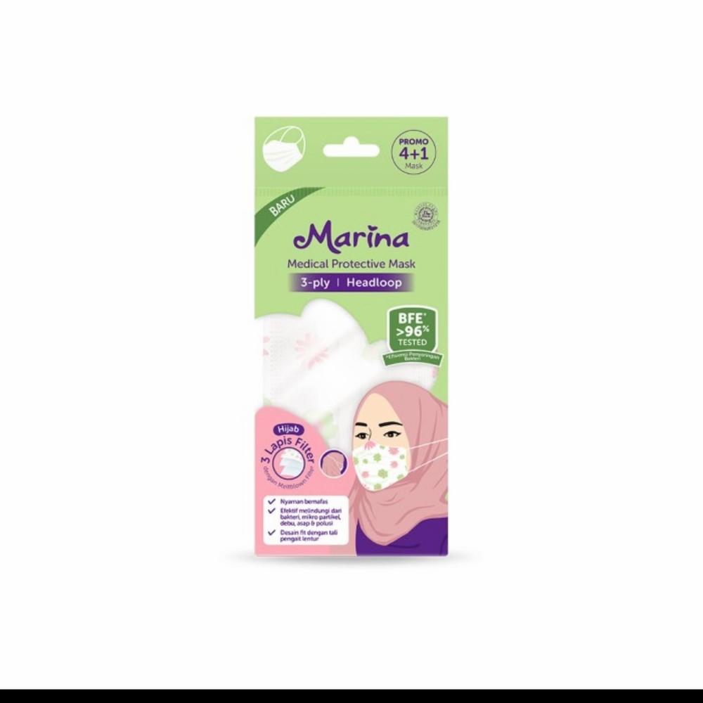 Marina Masker Medical Protective Mask Headloop 3play isi (5pcs)