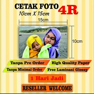 Cetak foto 4R 10x15 cm FREE LAMINASI GLOSSY  paket 9pcs