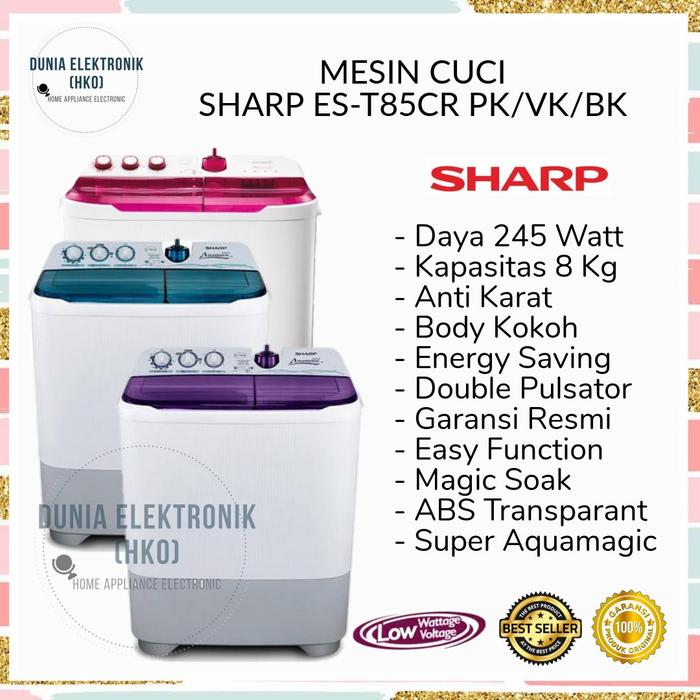 Gambar MESIN CUCI SHARP ES-T85CR EST 85 CR 2 TABUNG 8 KG NEW SUPER AQUAMAGIC dari Dunia Elektronik Mall Kota Bekasi Tokopedia