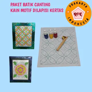 Alat batik lengkap kain mori, canting, 3 botol pewarna batik