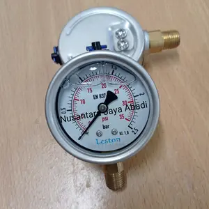 Pressure Gauge Stainless 4 " inchi 2.5 Bar 35 Psi Safety Glass