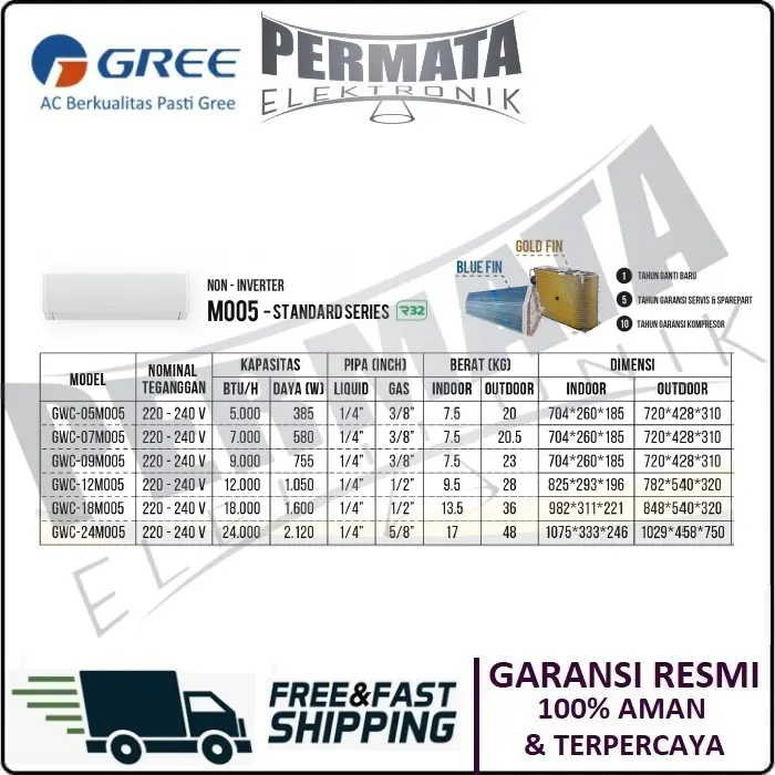 GREE GWC-09MOO5-S AC 1PK Split Standard Auto Clean 1 PK GWC09MOO5S 1