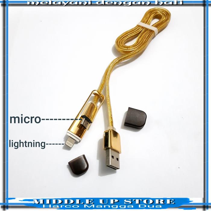 Gambar Kabel charger dan data combo gold flat dari MIDDLE - UP - STORE Kota Administrasi Jakarta Pusat Tokopedia