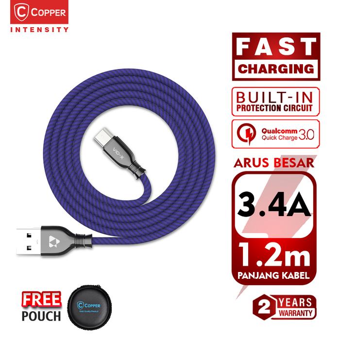 Gambar COPPER Kabel Data High Speed INTENSITY (Micro USB) QC 3.0 (up to 3.4A) - Merah dari Copper Samarinda Official Kota Samarinda Tokopedia