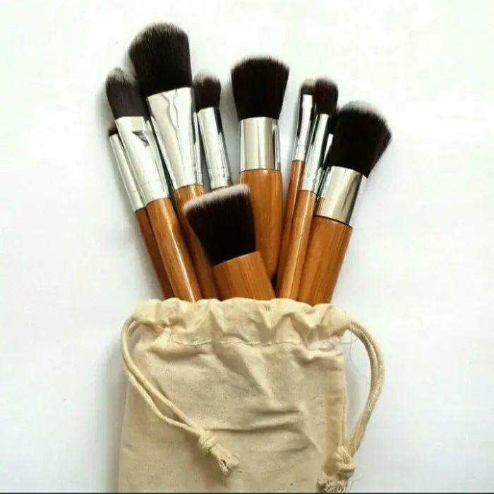 Kuas bambu Make Up brush set 11 pcs free pouch/bamboo 1