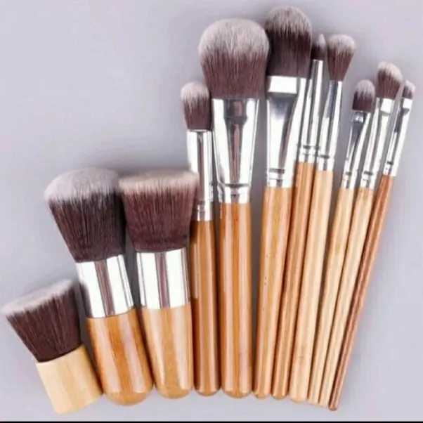 Kuas bambu Make Up brush set 11 pcs free pouch/bamboo 0