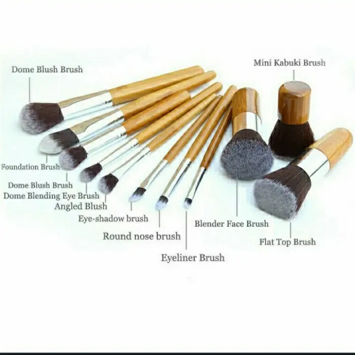 Kuas bambu Make Up brush set 11 pcs free pouch/bamboo 2