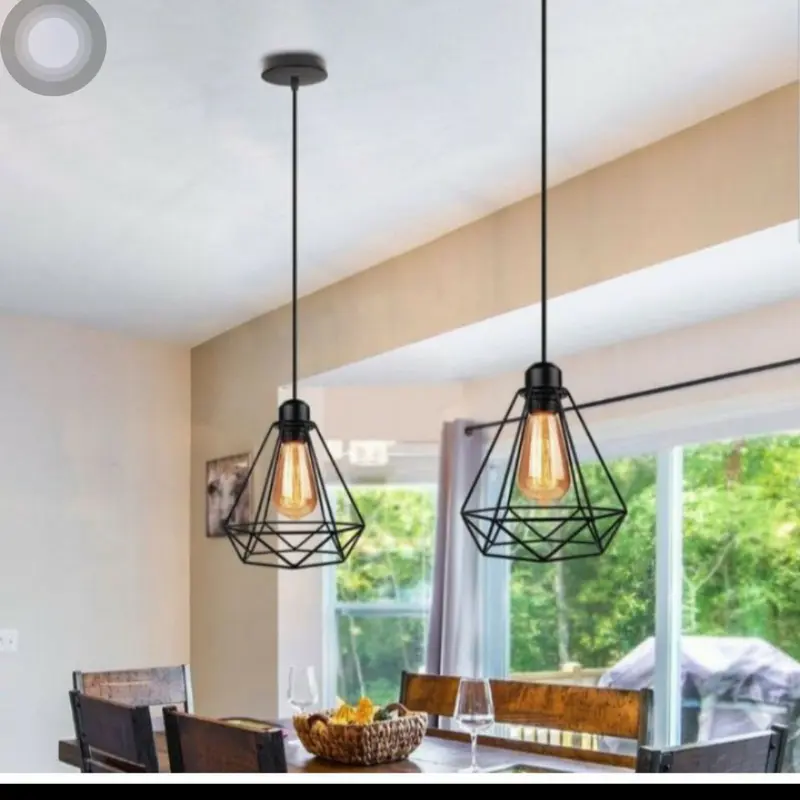 kap lampu gantung teras diamond Set Besi Bohlam Bulat 3