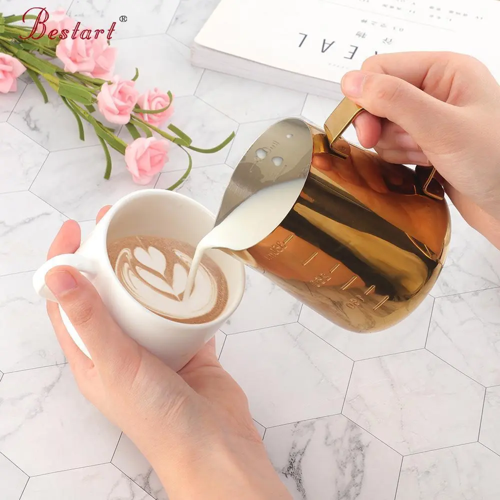 Gelas Ukur Susu Stainless steel Milk Jug Gold 350 ml Garland Cup
