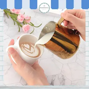 Gelas Ukur Takar Susu Barista Stainless Gold 350ml Milk Jug Scale