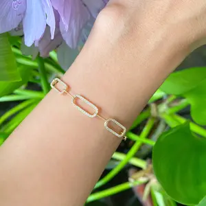 TDA Trio Stadium Paperclip Bracelet Gelang Emas Berlian Asli Wanita