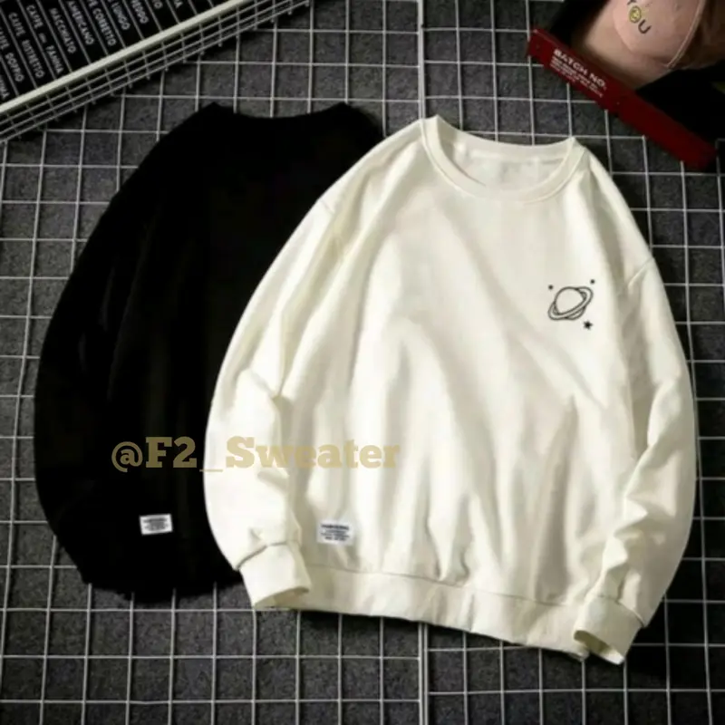 Sweater Basic Sablon Space Planet Lining Saturn Street Wanit