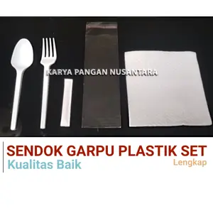 Sendok Garpu Plastik Tusuk Gigi Tisu Set Lengkap