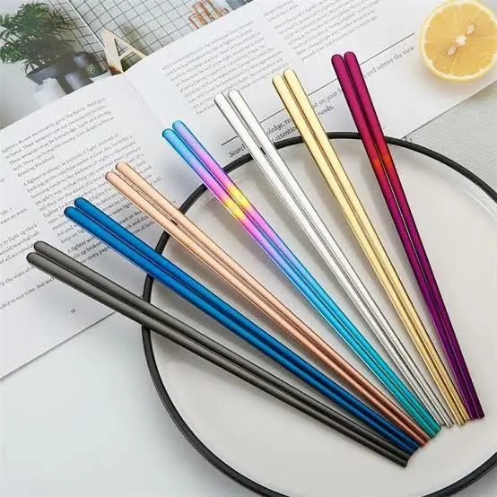 Sumpit Pipih Korea Polos Warna Warni/ Sumpit Korea Polos Sepasang 0