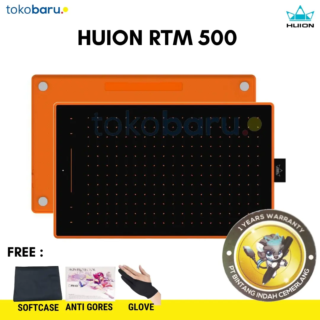 Huion RTM500 Pen Tablet Medium Garansi Resmi 1 Tahun Layar Hitam